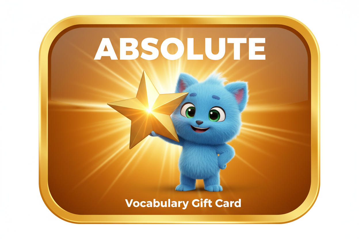 3D cartoon gift card featuring the word ABSOLUTE