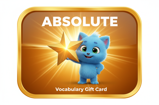 3D cartoon gift card featuring the word ABSOLUTE