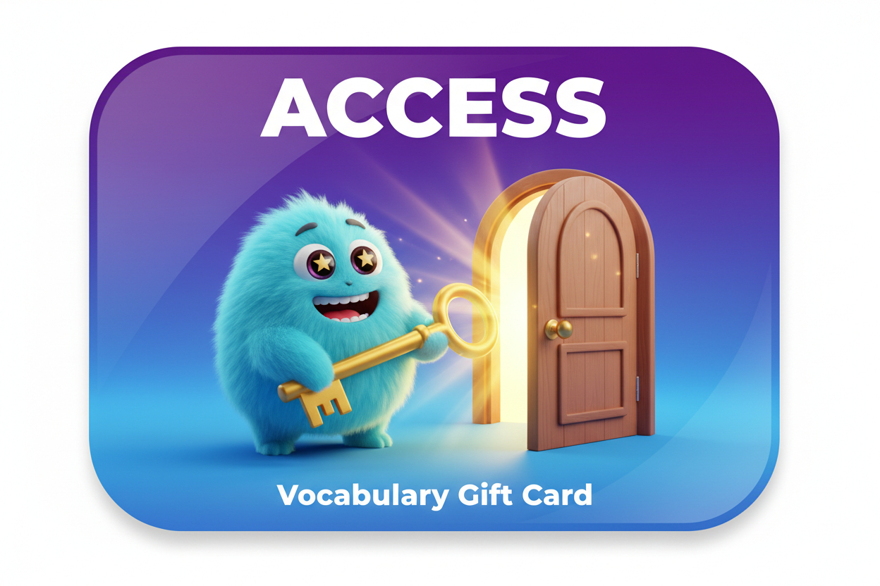 3D cartoon gift card featuring the word ACCESS